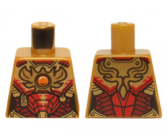 Torso Female Outline with Red and Gold Armor with Pendants, Scales, Belt and Orange Round Jewel (Fire Chi) Emblem Pattern