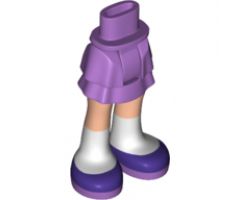 Mini Doll, Legs with Hips and Skirt Layered, Light Nougat Legs, White Socks and Dark Purple Shoes Pattern