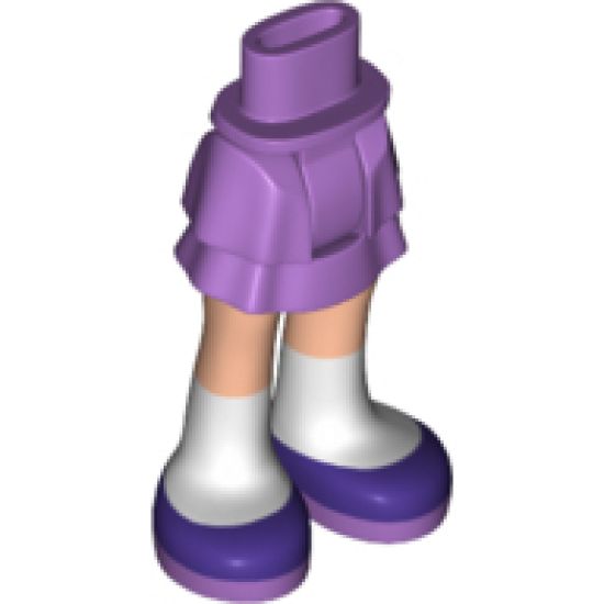 Mini Doll, Legs with Hips and Skirt Layered, Light Nougat Legs, White Socks and Dark Purple Shoes Pattern