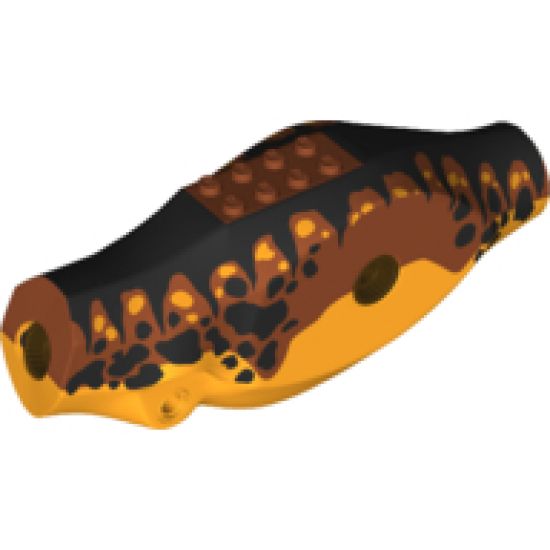 Animal, Body Part Dinosaur Middle Tyrannosaurus rex with Dark Orange Top with Black Stripes and Spots Pattern