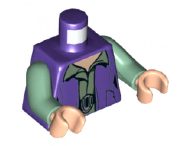 Torso SW Female Outline Dark Purple Vest over Sand Green Shirt with Collar with Silver Belt Buckle Pattern / Sand Green Arms / Light Nougat Hands