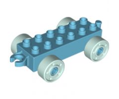 Duplo, Vehicle Car Base 2 x 6 with Light Aqua Wheels with Fake Bolts and Open Hitch End