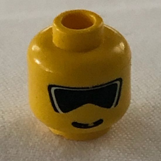 Minifigure, Head Glasses with Dark Ski Goggles Pattern - Blocked Open Stud