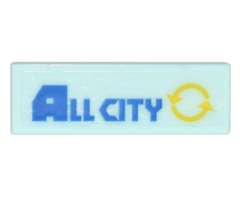 Tile 1 x 3 with Blue 'ALL CITY' and Yellow Recycling Arrows Symbol Pattern (Sticker) - Set 70620