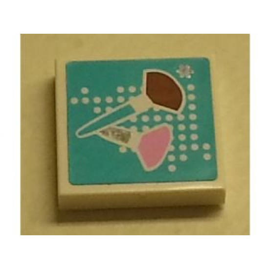 Tile 2 x 2 with Makeup Brushes Pattern (Sticker) - Set 3187