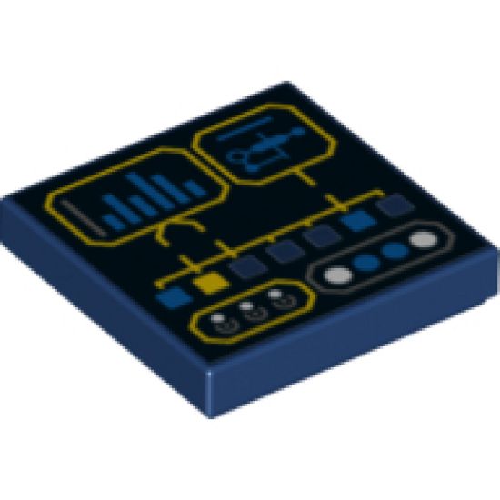Tile 2 x 2 with Digital Display with Level Gauge and Round and Square Buttons / Lights Pattern