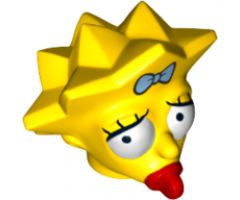 Minifigure, Head, Modified Simpsons Maggie Simpson - Worried Look Pattern