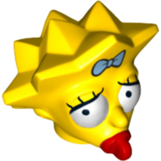 Minifigure, Head, Modified Simpsons Maggie Simpson - Worried Look Pattern