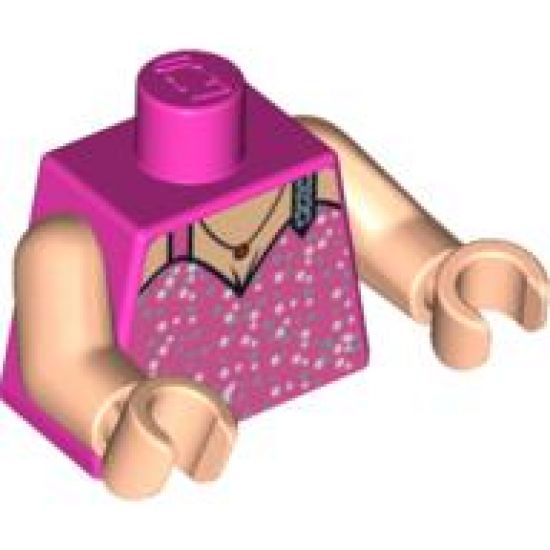 Torso Speed Racer Spaghetti Strap Top with Silver Flecks and Necklace Pattern / Light Nougat Arms / Light Nougat Hands