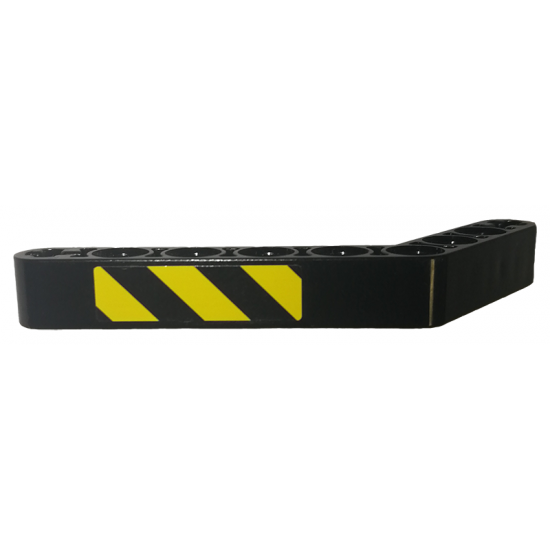 Technic, Liftarm 1 x 9 Bent (6 - 4) Thick with Black and Yellow Danger Stripes Pattern Model Left Side (Sticker) - Set 9397