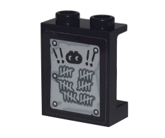 Panel 1 x 2 x 2 with Side Supports - Hollow Studs with Exclamation Marks, DUPLO Alien and Counting Tick Marks and Rivets Pattern (Sticker) - Set 70840