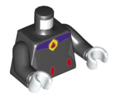 Torso Female Outline with Red Ovals at Waist and Red and Yellow Amulet Pattern / Black Arms / White Hands