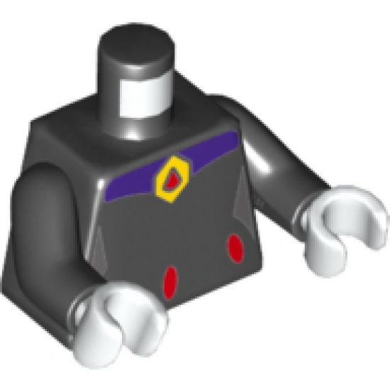 Torso Female Outline with Red Ovals at Waist and Red and Yellow Amulet Pattern / Black Arms / White Hands
