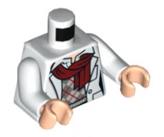 Torso Lab Coat with Dark Red Scarf and Argyle Sweater Pattern / White Arms / Light Nougat Hands
