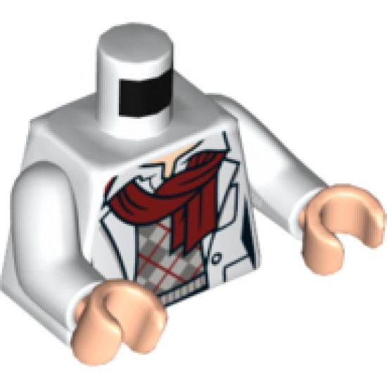 Torso Lab Coat with Dark Red Scarf and Argyle Sweater Pattern / White Arms / Light Nougat Hands