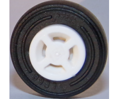 Wheel & Tire Assembly 8mm D. x 6mm with Slot with Black Tire 14mm D. x 4mm Smooth Small Single with Number Molded on Side (34337 / 59895)