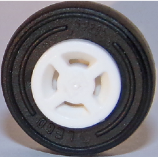 Wheel & Tire Assembly 8mm D. x 6mm with Slot with Black Tire 14mm D. x 4mm Smooth Small Single with Number Molded on Side (34337 / 59895)