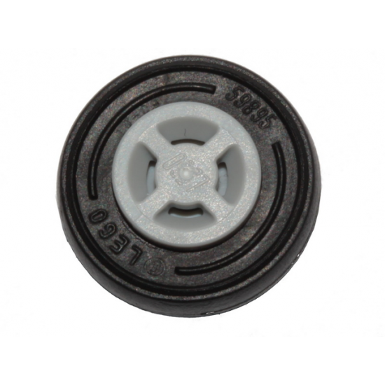 Wheel & Tire Assembly 8mm D. x 6mm with Slot with Black Tire 14mm D. x 4mm Smooth Small Single with Number Molded on Side (34337 / 59895)