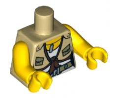 Torso Dino Shirt with Knot and Pockets, Belt and ID Tag Pattern / Yellow Arms / Yellow Hands