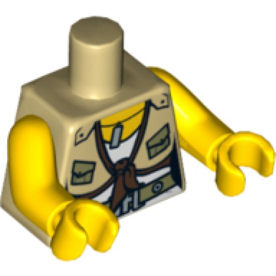 Torso Dino Shirt with Knot and Pockets, Belt and ID Tag Pattern / Yellow Arms / Yellow Hands
