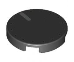 Tile, Round 2 x 2 with Bottom Stud Holder with Knob / Dial Pattern