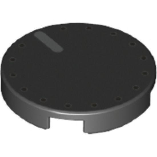 Tile, Round 2 x 2 with Bottom Stud Holder with Knob / Dial Pattern