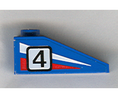 Slope 33 3 x 1 with Black Number 4 on Red and White Stripes Pattern Model Right (Sticker) - Set 6539