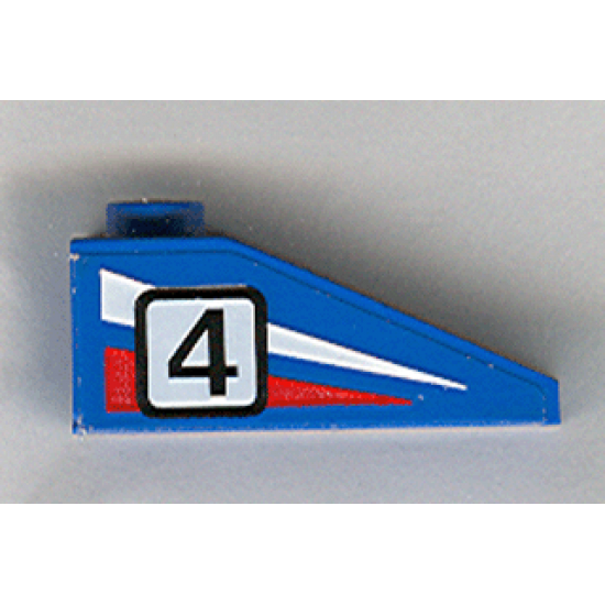 Slope 33 3 x 1 with Black Number 4 on Red and White Stripes Pattern Model Right (Sticker) - Set 6539