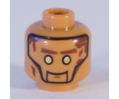 Minifigure, Head Dual Sided Alien with Silver Eyes, Brown Eyebrows and Splotches / Gold and Black Concentric Circles Pattern - Hollow Stud