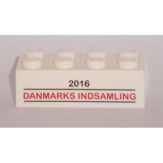 Brick 2 x 4 with Danmarks Indsamling 2016 Pattern