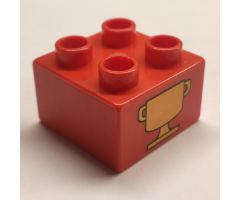 Duplo, Brick 2 x 2 with Trophy Cup Pattern