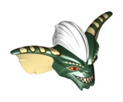 Minifigure, Head, Modified Alien Gremlin with Tan Ears, Spots and Teeth, White Mohawk, and Red Eyes Pattern