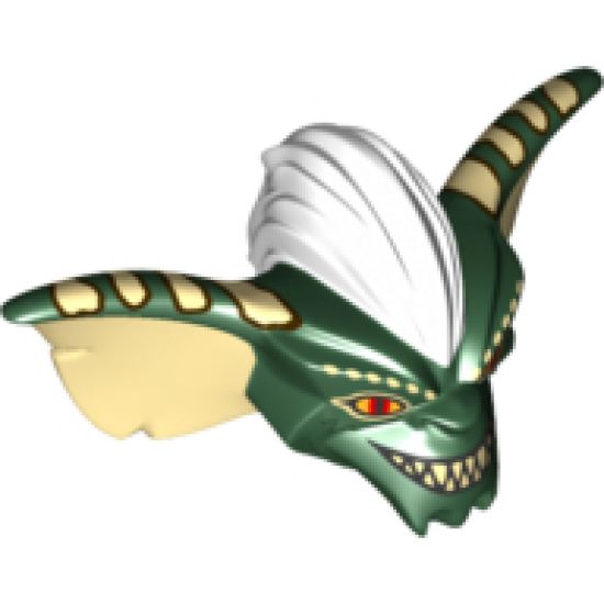 Minifigure, Head, Modified Alien Gremlin with Tan Ears, Spots and Teeth, White Mohawk, and Red Eyes Pattern