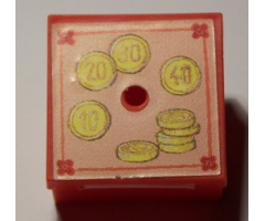Container Box 3.5 x 3.5 x 1.3 with Hinged Lid with Coins Pattern (Sticker) - Set 3116