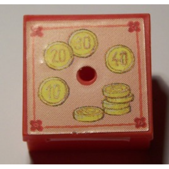 Container Box 3.5 x 3.5 x 1.3 with Hinged Lid with Coins Pattern (Sticker) - Set 3116