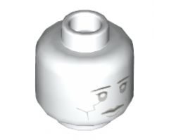 Minifigure, Head Dual Sided Alien with Light Bluish Gray Crack in Right Cheek, Neutral / Angry with Yellow Electricity in Eyes Pattern - Hollow Stud