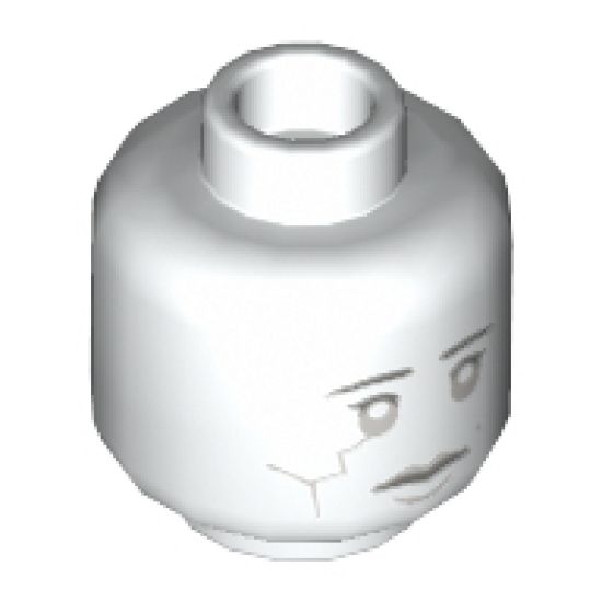 Minifigure, Head Dual Sided Alien with Light Bluish Gray Crack in Right Cheek, Neutral / Angry with Yellow Electricity in Eyes Pattern - Hollow Stud