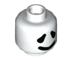 Minifigure, Head Dual Sided Large Black Eyes, Thick Grin Pattern / Angry Pattern - Hollow Stud