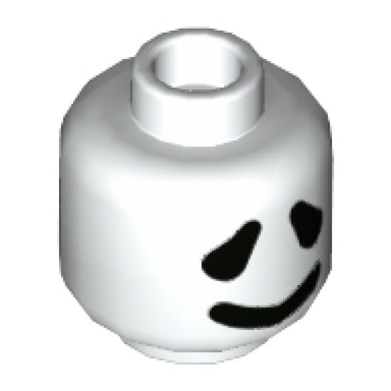 Minifigure, Head Dual Sided Large Black Eyes, Thick Grin Pattern / Angry Pattern - Hollow Stud