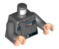 Torso SW Imperial Officer 11 Pattern (Grand Moff Tarkin) / Dark Bluish Gray Arms / Light Nougat Hands