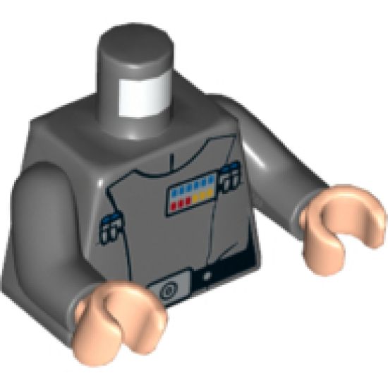 Torso SW Imperial Officer 11 Pattern (Grand Moff Tarkin) / Dark Bluish Gray Arms / Light Nougat Hands