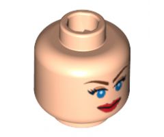 Minifigure, Head Dual Sided Female Blue Eyes, Scared / Smile Closed Mouth Pattern - Blocked Open Stud