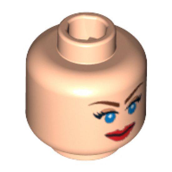 Minifigure, Head Dual Sided Female Blue Eyes, Scared / Smile Closed Mouth Pattern - Blocked Open Stud