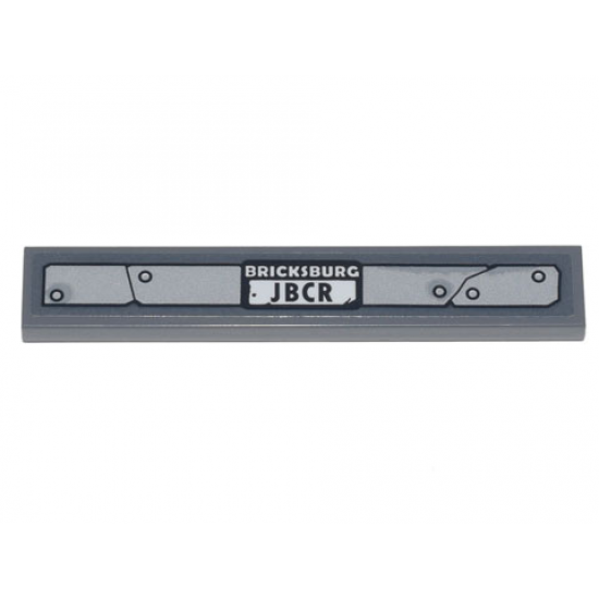 Tile 1 x 6 with 'BRICKSBURG JBCR' Silver Metal Plates, Seams and Rivets Pattern (Sticker) - Set 70840
