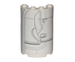 Cylinder Half 2 x 4 x 5 with 1 x 2 Cutout with SW Cloud City Gray Lines Wall Ornament Pattern (Sticker) - Set 75222