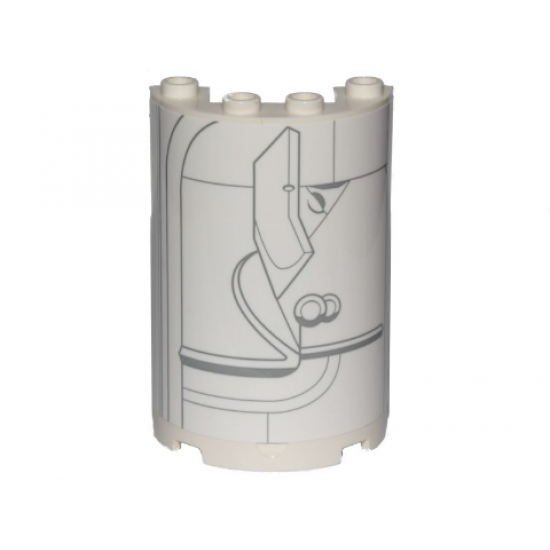 Cylinder Half 2 x 4 x 5 with 1 x 2 Cutout with SW Cloud City Gray Lines Wall Ornament Pattern (Sticker) - Set 75222