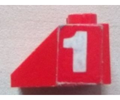 Slope 45 2 x 2 with White Number 1 Pattern on Both Sides (Stickers) - Set 602-1, 6602