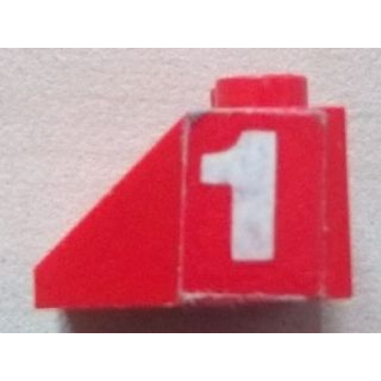 Slope 45 2 x 2 with White Number 1 Pattern on Both Sides (Stickers) - Set 602-1, 6602