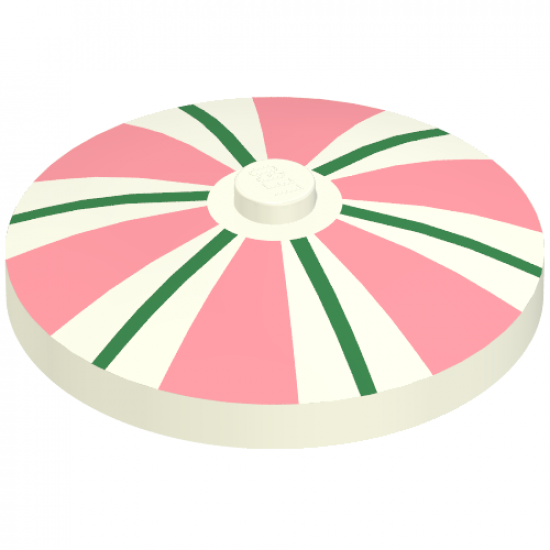 Dish 4 x 4 Inverted (Radar) with Solid Stud with Stripes Light Green and Pink Pattern