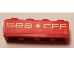 Brick 1 x 4 with 'SBB', 'CFF' and Coat of Arms of Switzerland Pattern (Sticker) - Set 164